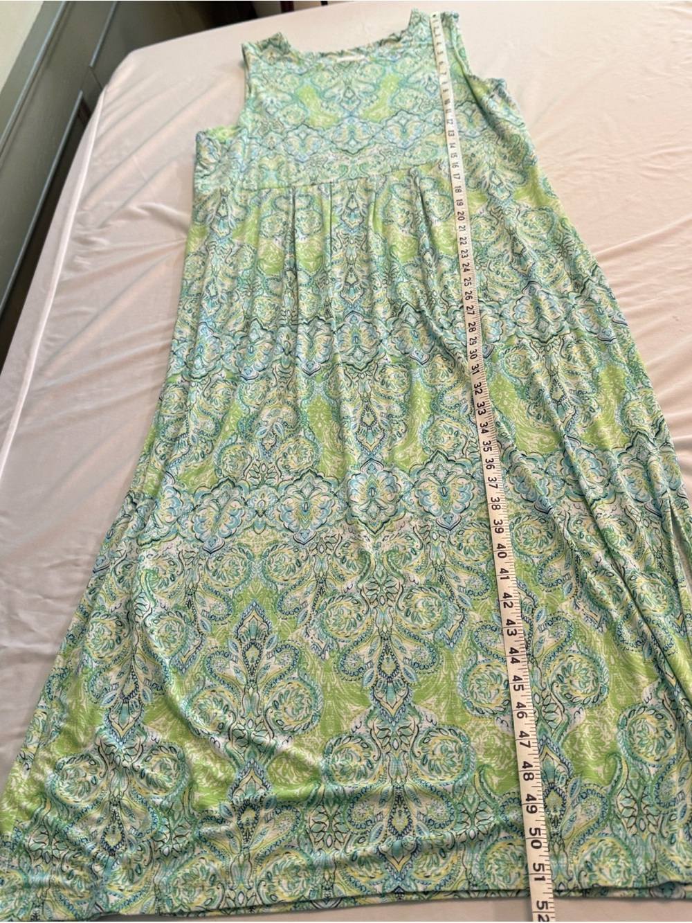 J. Jill Green, Blue, White & Aqua Maxi Dress. 95% Rayon. Size L. - Picture 5 of 6